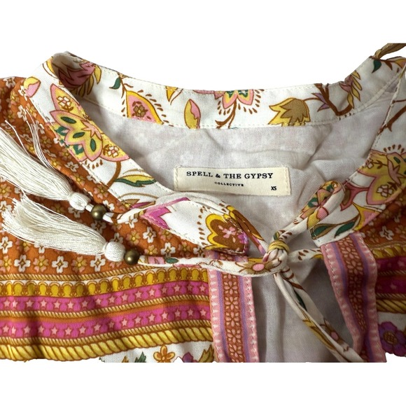 Spell & The Gypsy Collective Portobello Road Floral Boho Babydoll Top XS OG - Picture 7 of 12